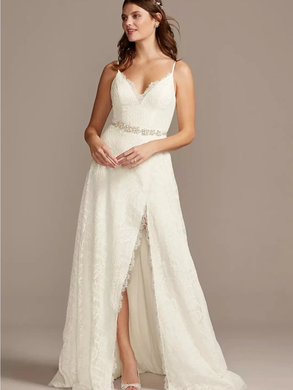 Melissa Sweet Leaf Pattern Lace A-Line Wedding Dress SIZE 8 STYLE# MS251220